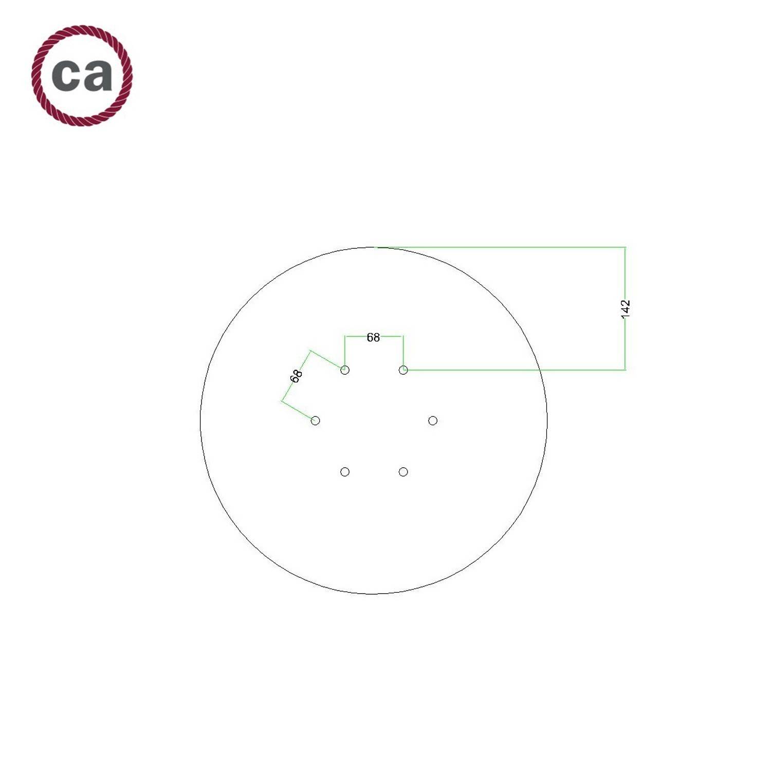 Roza rotundă de dimensiuni XXL cu un orificiu central și 4 orificii laterale, diametrul de 400 mm.