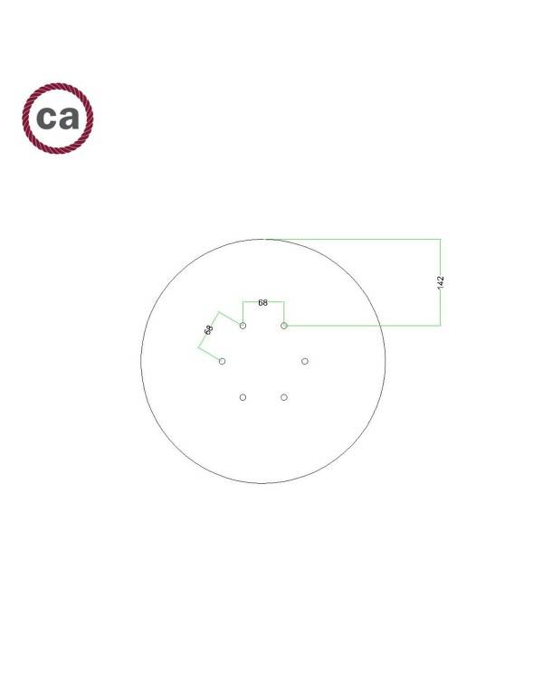 Roza rotundă de dimensiuni XXL cu un orificiu central și 4 orificii laterale, diametrul de 400 mm.