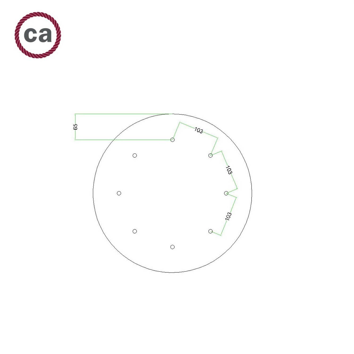 Roza Round XXL cu 8 găuri și 4 găuri laterale, diametru 400 mm.