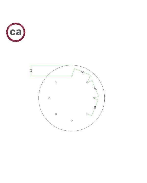 Komplett 400mm takkopp Rose-One System rund - 8 hål og 4 sidehål