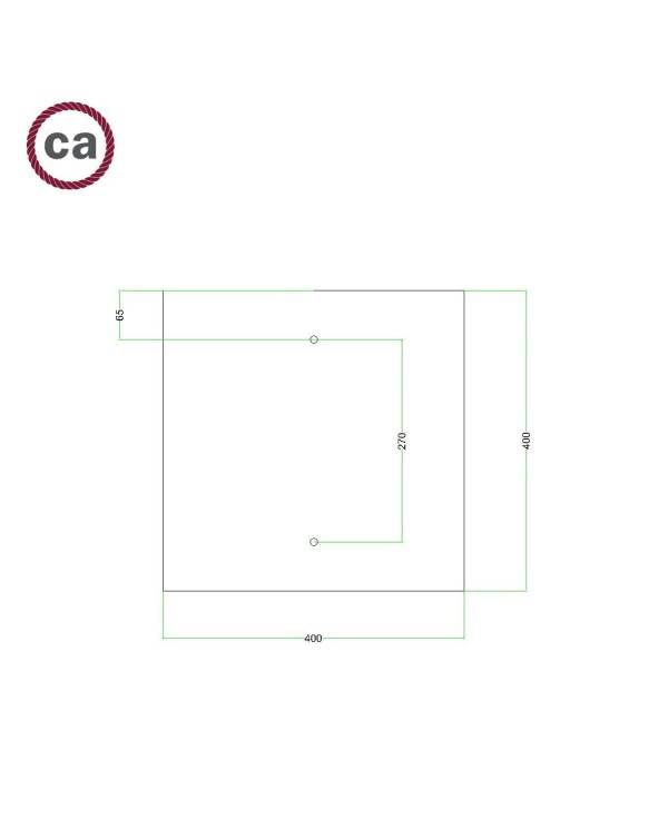 Square XXL Rose-One 2-hole and 4 side holes ceiling rose, 400 mm