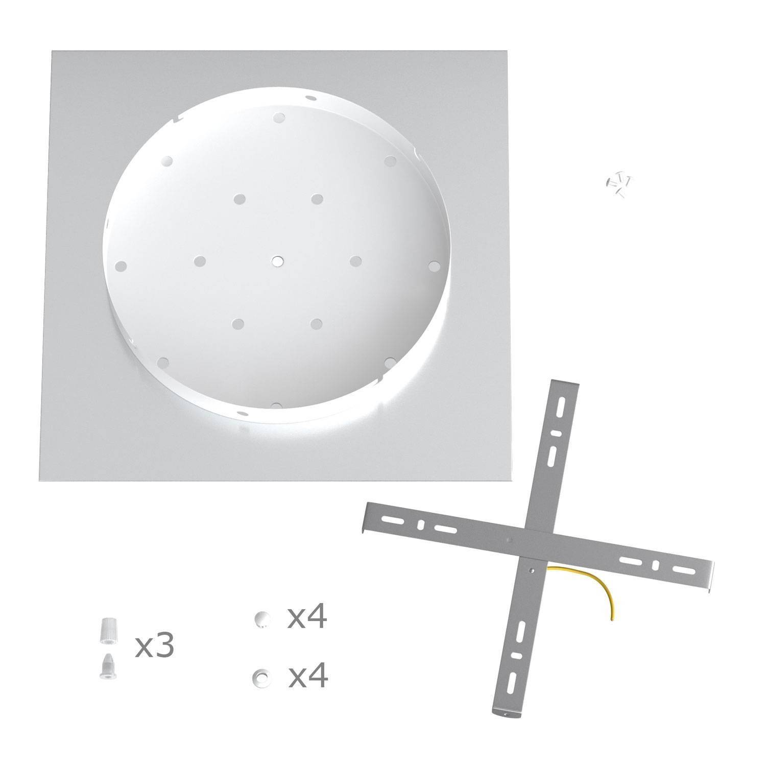 Komplett 400mm takkopp Rose-One System kvadrat - 3 hål (i rad) och 4 hål i sidled