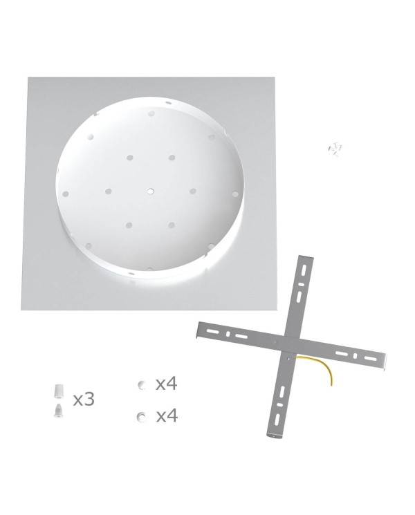 Quadratisches XXL 3 Inline-Löcher und 4 Seitenlöchern Lampenbaldachin Kit, Rose-One-Abdeckung, 400 mm