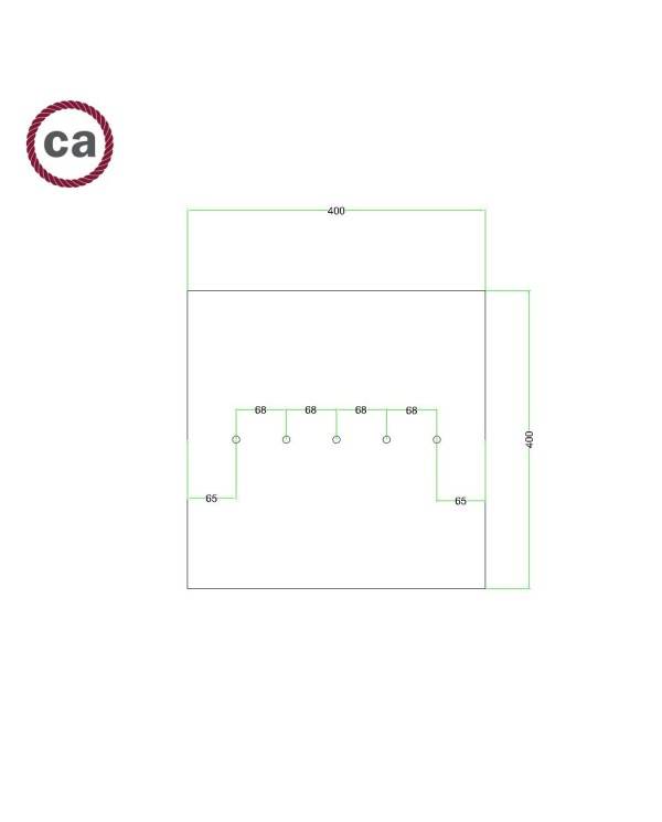 Quadratisches XXL 5 Inline-Löcher und 4 Seitenlöchern Lampenbaldachin Kit, Rose-One-Abdeckung, 400 mm