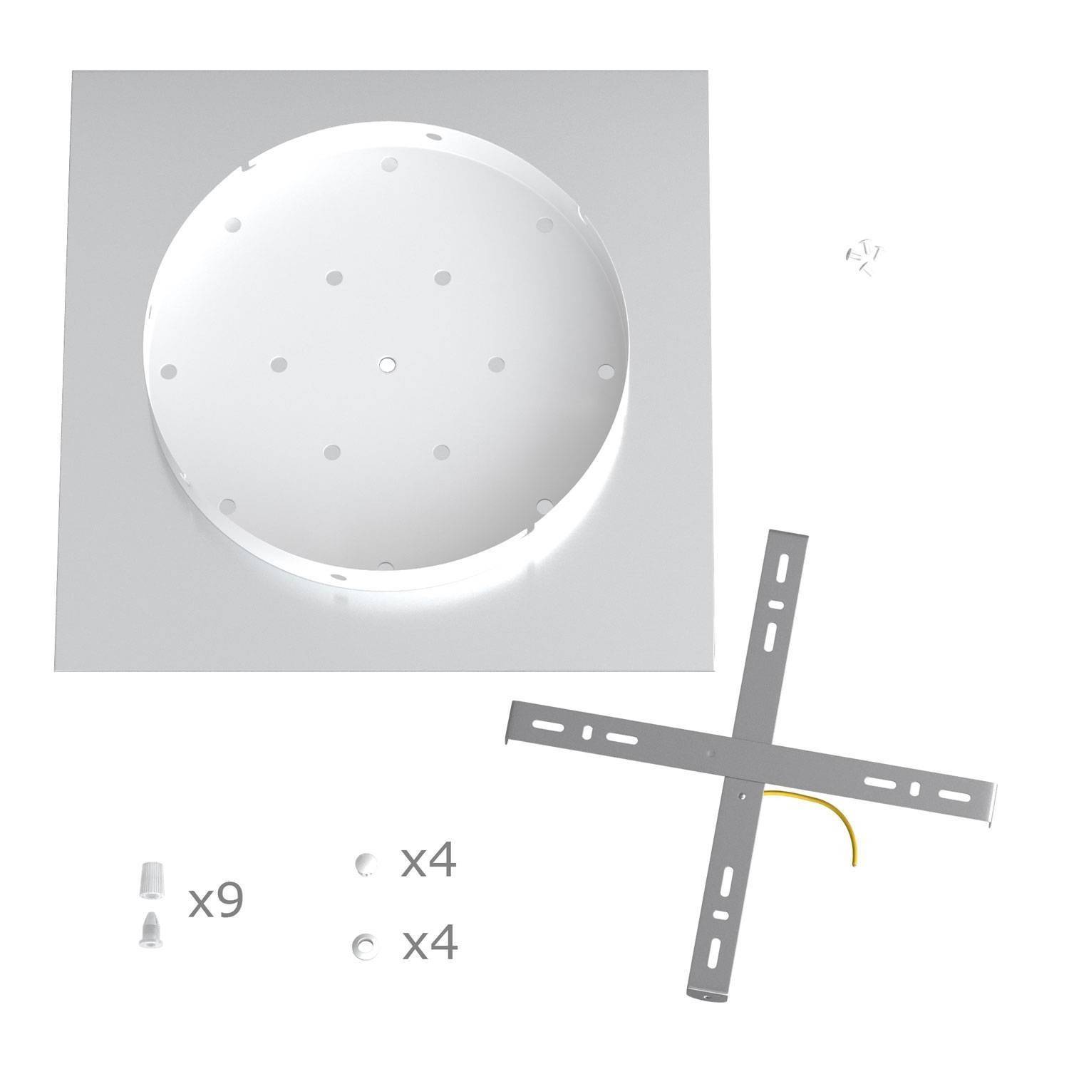 Quadratisches XXL 9-Loch und 4 Seitenlöchern Lampenbaldachin Kit, Rose-One-Abdeckung, 400 mm