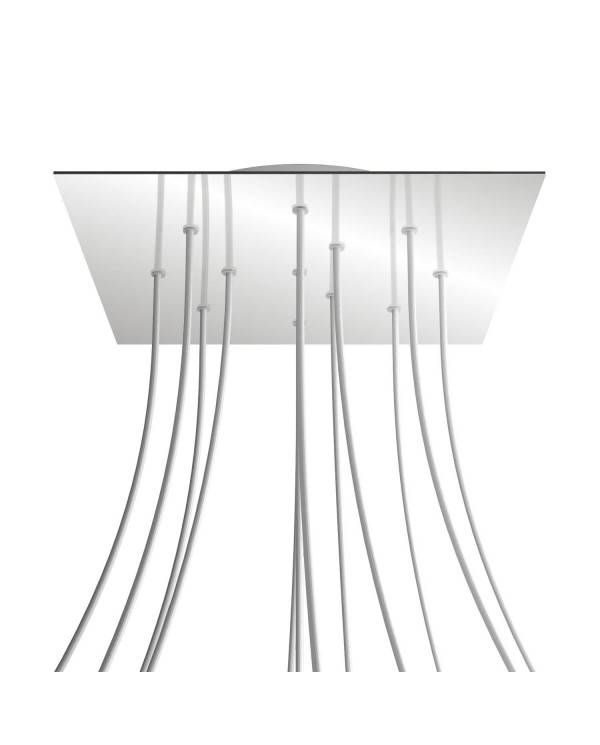 Čtvercový stropní baldachýn Rose-One System s délkou hrany 400 mm a 12 otvory a 4 boční otvory