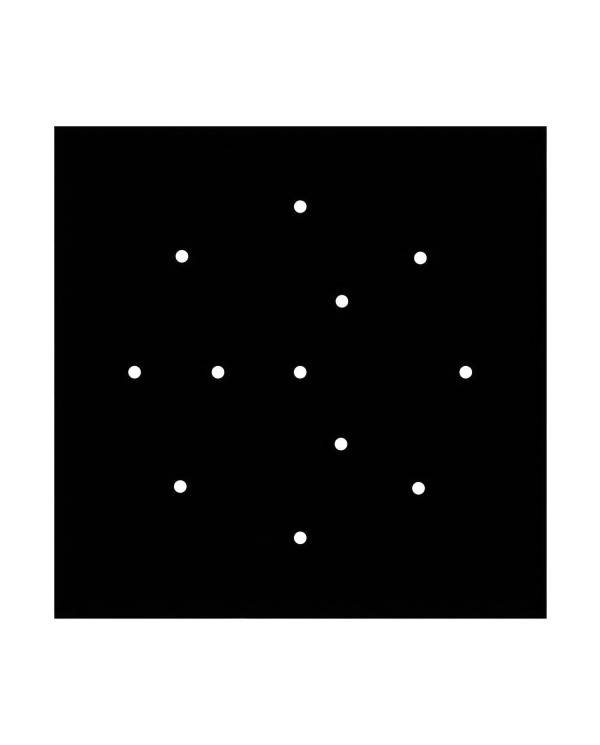 Štvorcová stropná rozeta Rose-One System s dĺžkou strany 400 mm, 12 otvormi a 4 bočnými otvormi