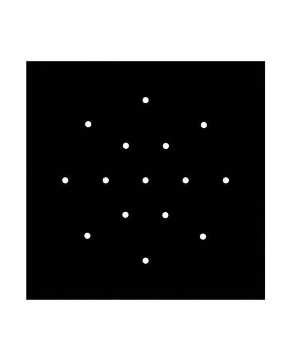Štvorcová stropná rozeta Rose-One System s dĺžkou strany 400 mm, 15 otvormi a 4 bočnými otvormi