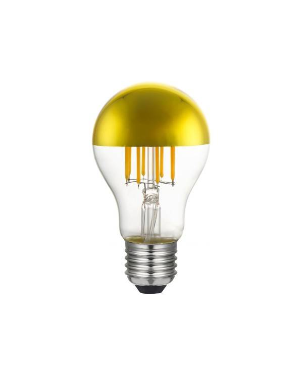 Gold Half Sphere Drop A60 LED Light Bulb 7W 660Lm E27 2700K Dimmable