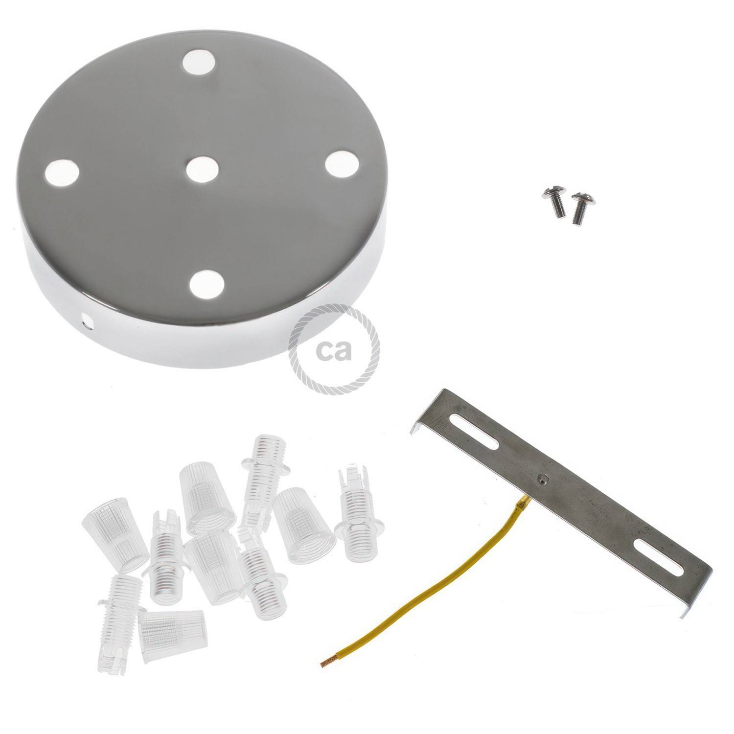 Kit de rosácea de teto cilíndrica em metal de 5 furos