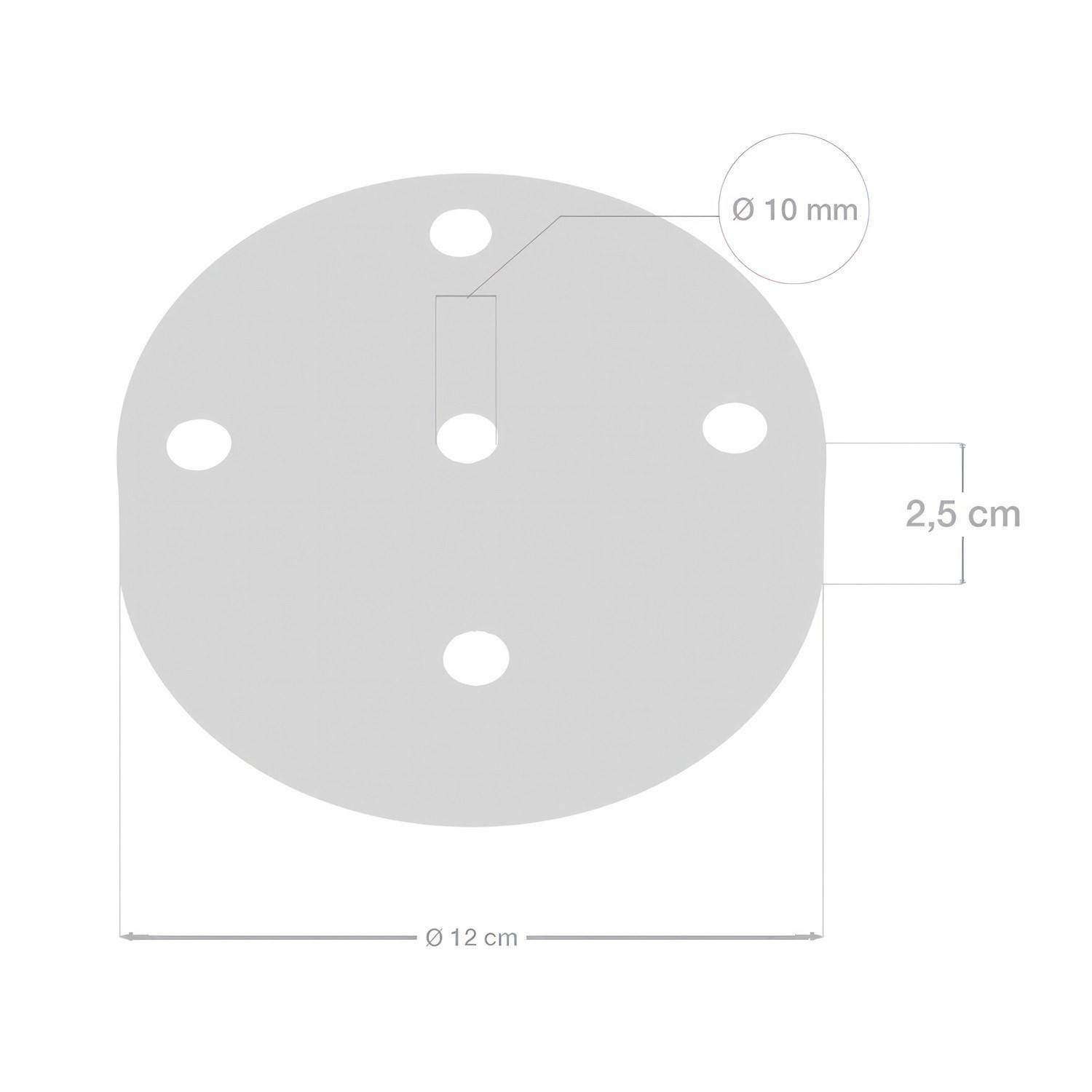 Strak design 5-gaats 120 mm. cilindrische metalen plafondkap