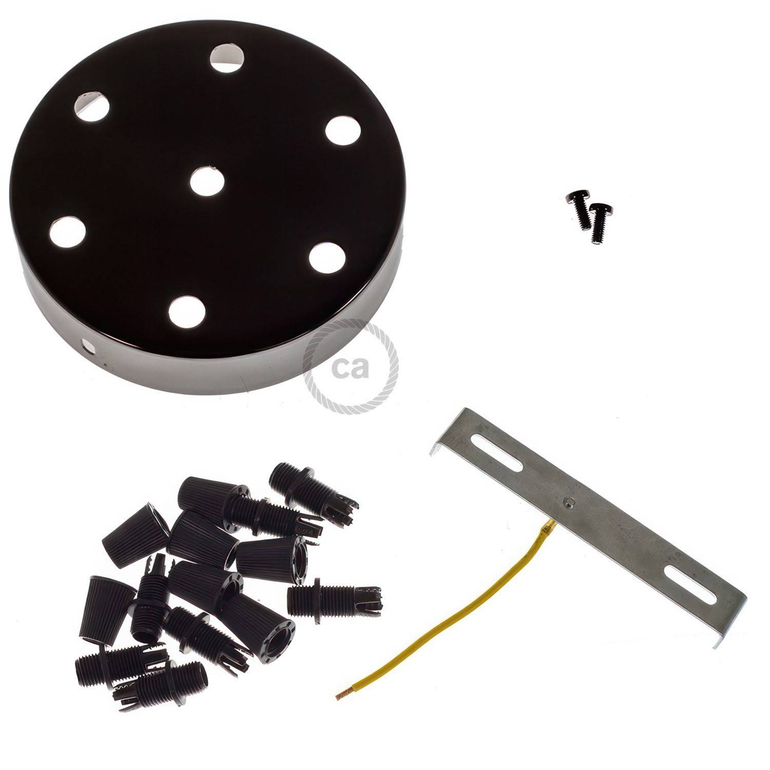 Kit de rosácea de teto cilíndrica em metal de 7 furos