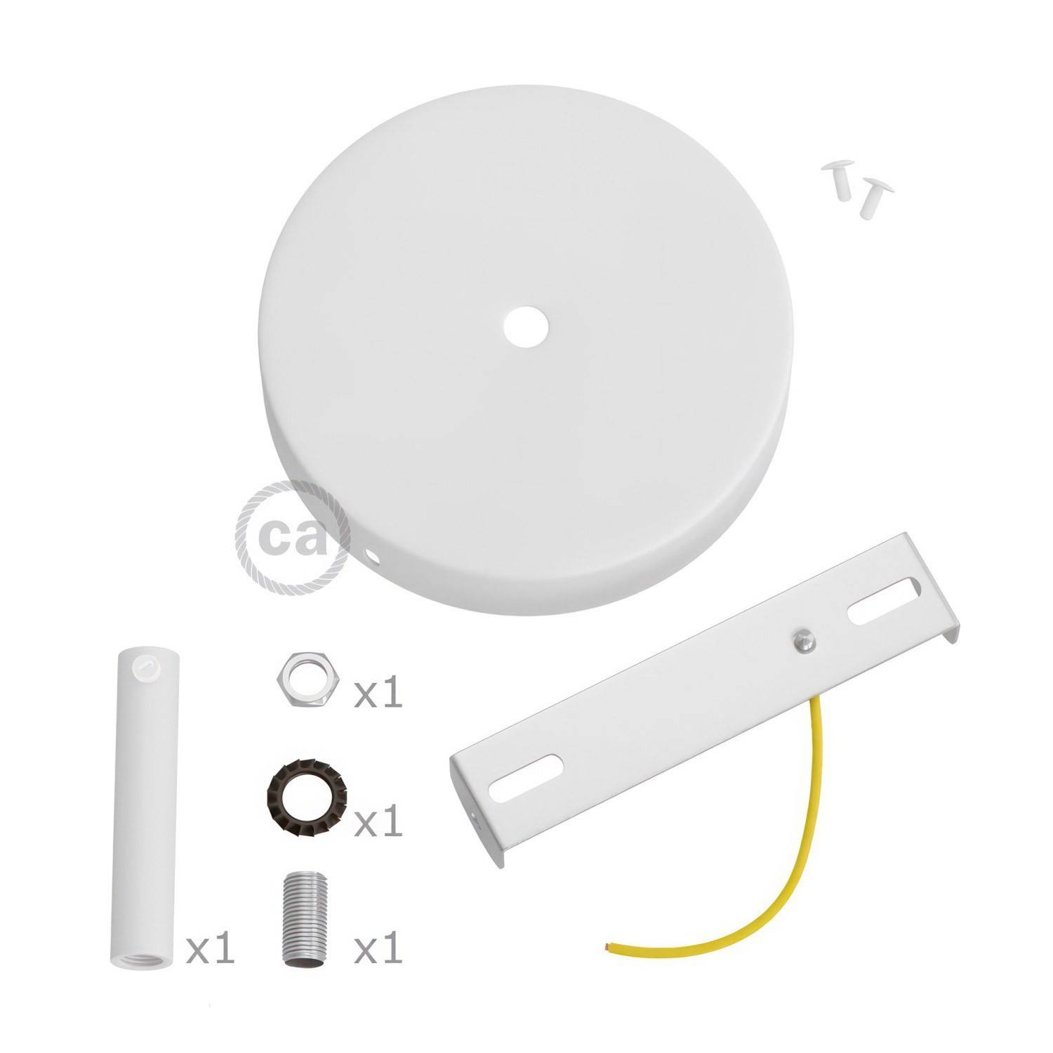 Kit cylindrisk takkopp i metall med 7 cm dragavlastare