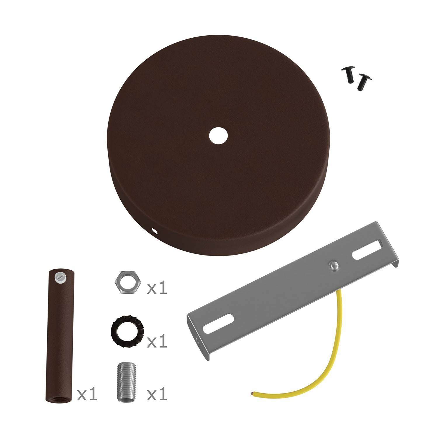 Strak design 1-gaats 120 mm. cilindrische metalen plafondkap met 7 cm. trekontlaster