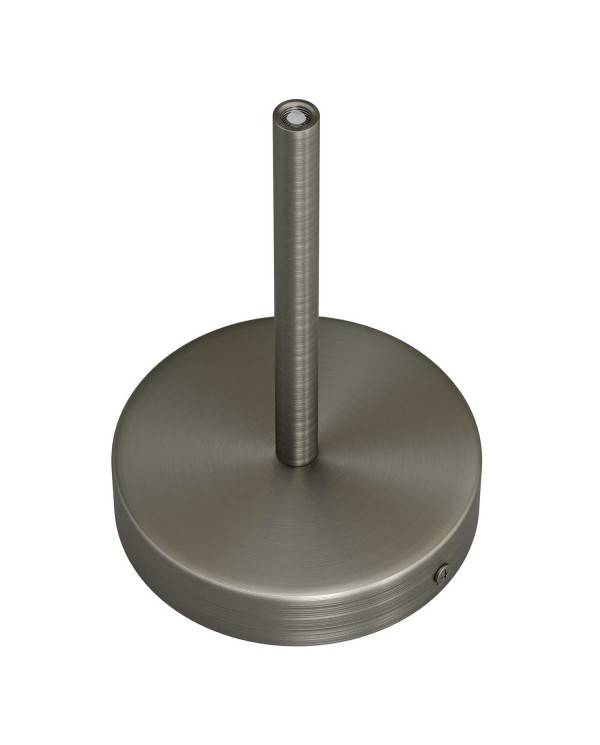 Strak design 1-gaats 120 mm. cilindrische metalen plafondkap met 15 cm. trekontlaster