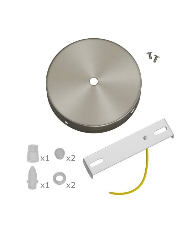 Cylindrical metal 1 central hole + 2 side holes ceiling rose kit