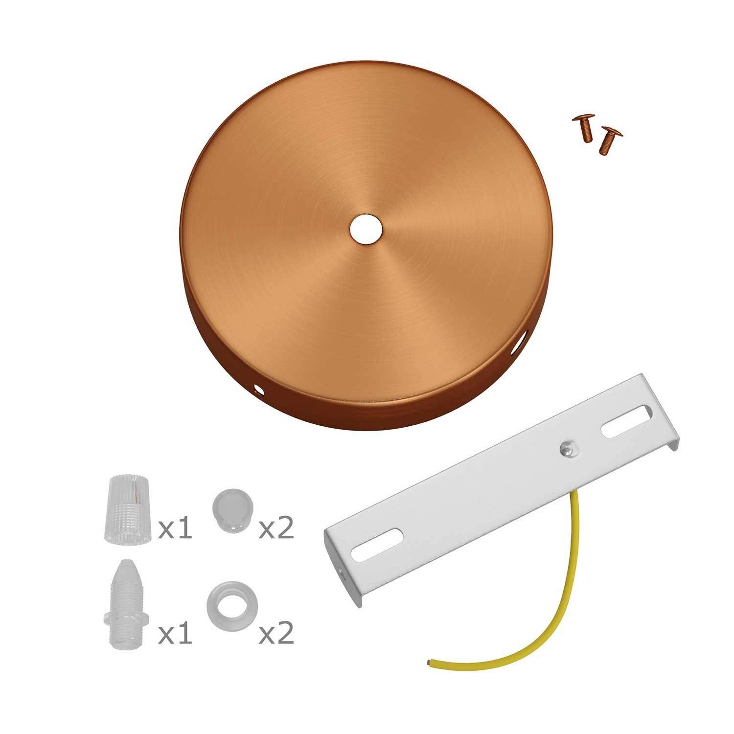 Kit de rosácea de teto cilíndrica em metal com 1 furo central + 2 furos laterais