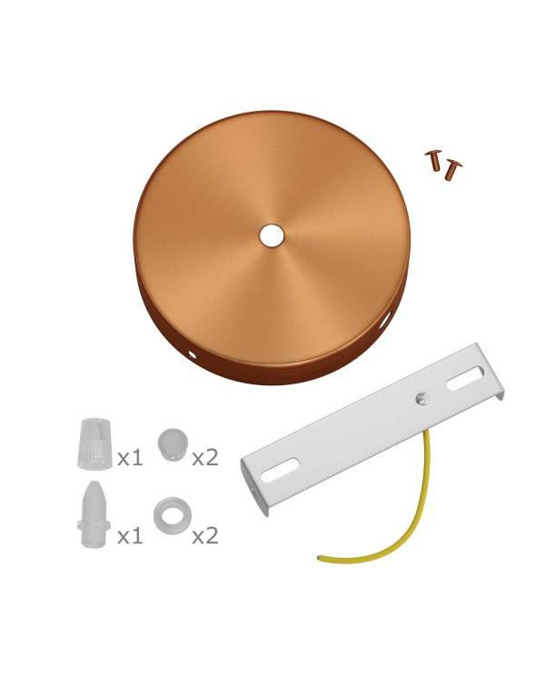 Kit de rosácea de teto cilíndrica em metal com 1 furo central + 2 furos laterais