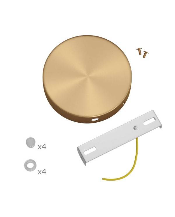 Kit de rosácea de teto cilíndrica em metal com 4 furos laterais (caixa de junção)