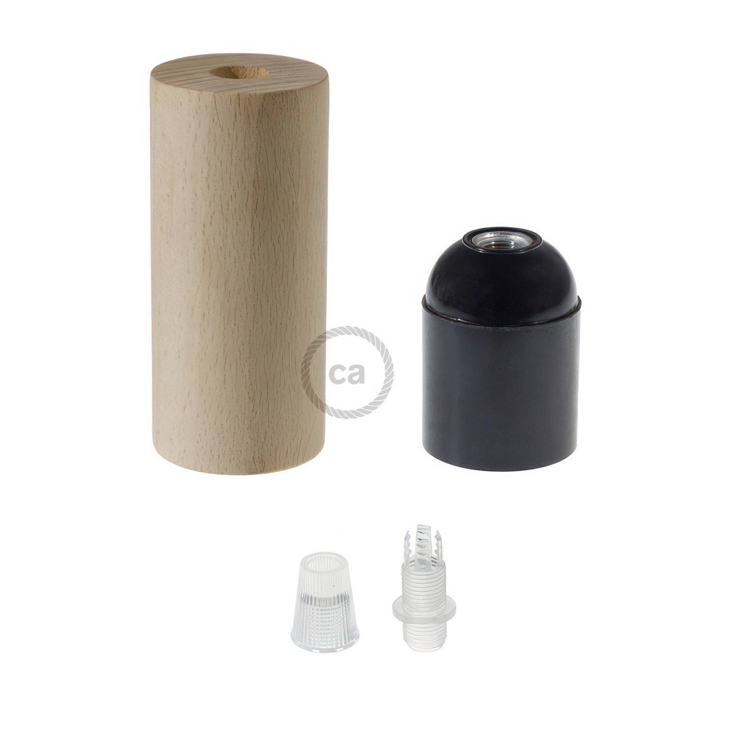 Kit portalámparas de madera E27 para cable XL