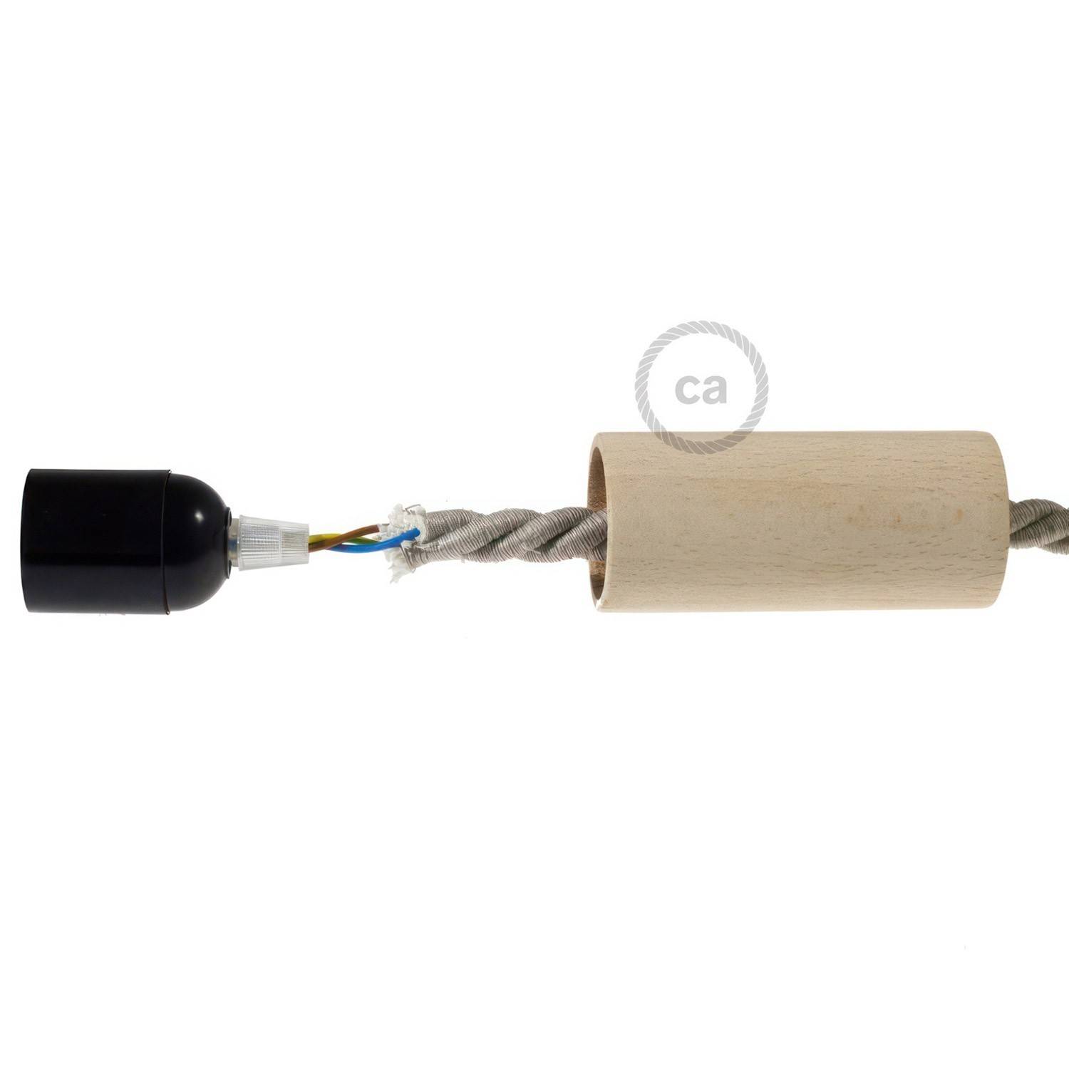 Kit portalámparas de madera E27 para cable XL