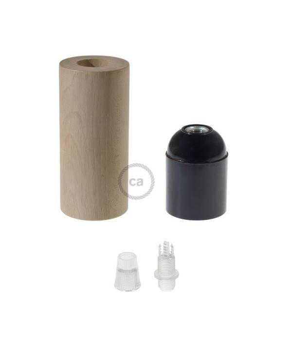 Wooden E27 lamp holder kit for 2XL cord