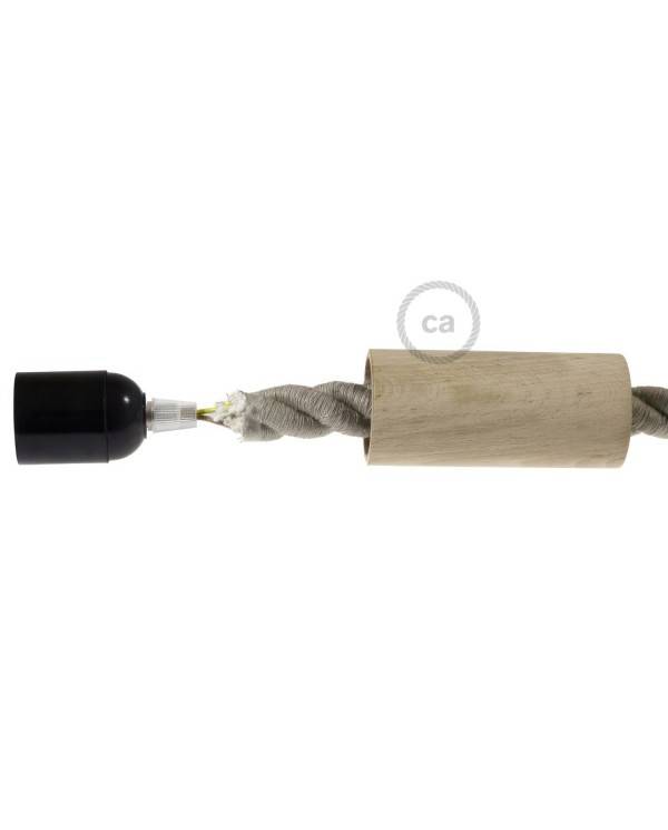 Kit portalámparas de madera E27 para cable 2XL