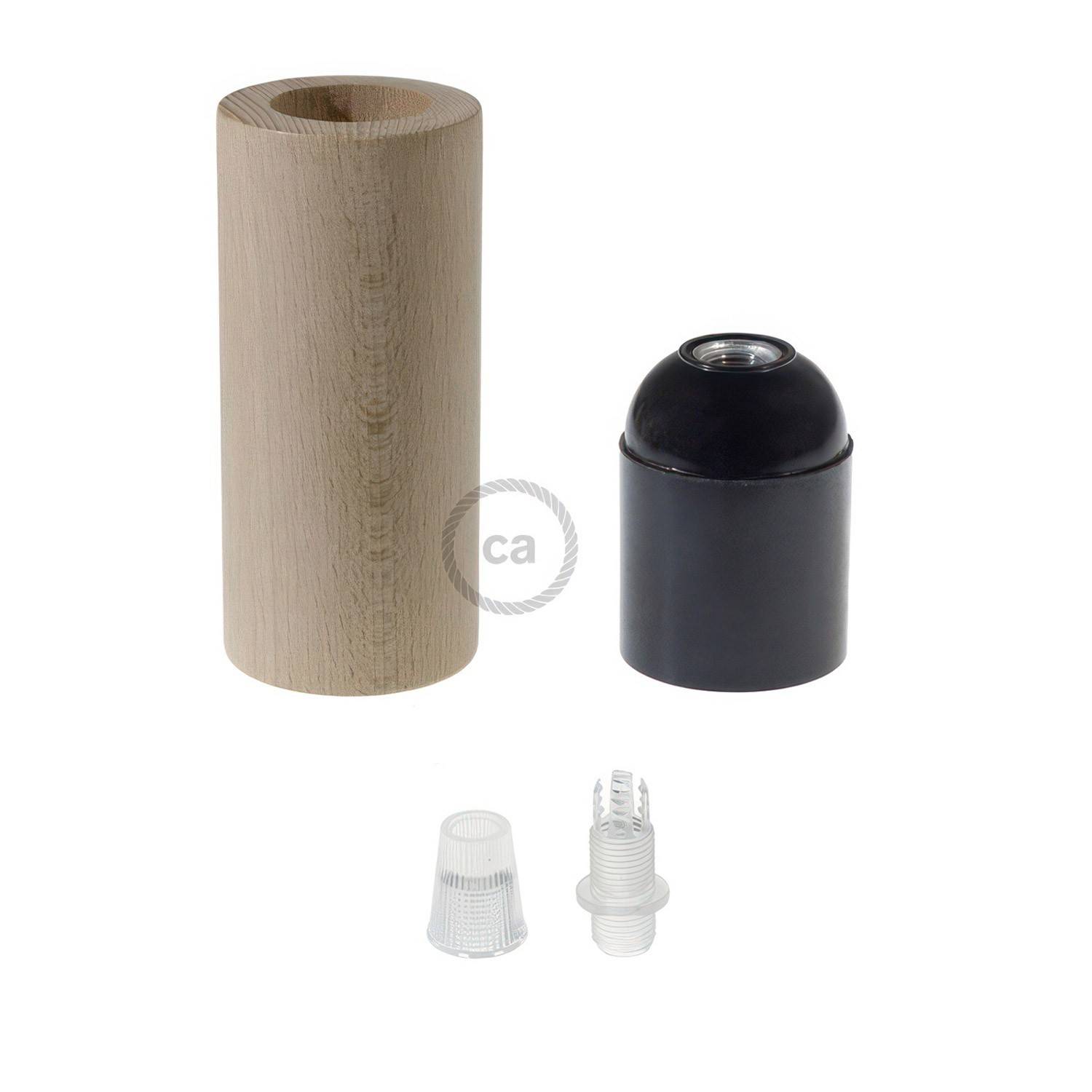 Kit portalámparas de madera E27 para cable 3XL