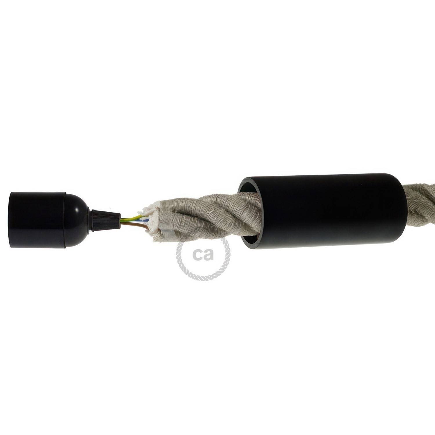 Kit portalámparas de madera E27 para cable 3XL