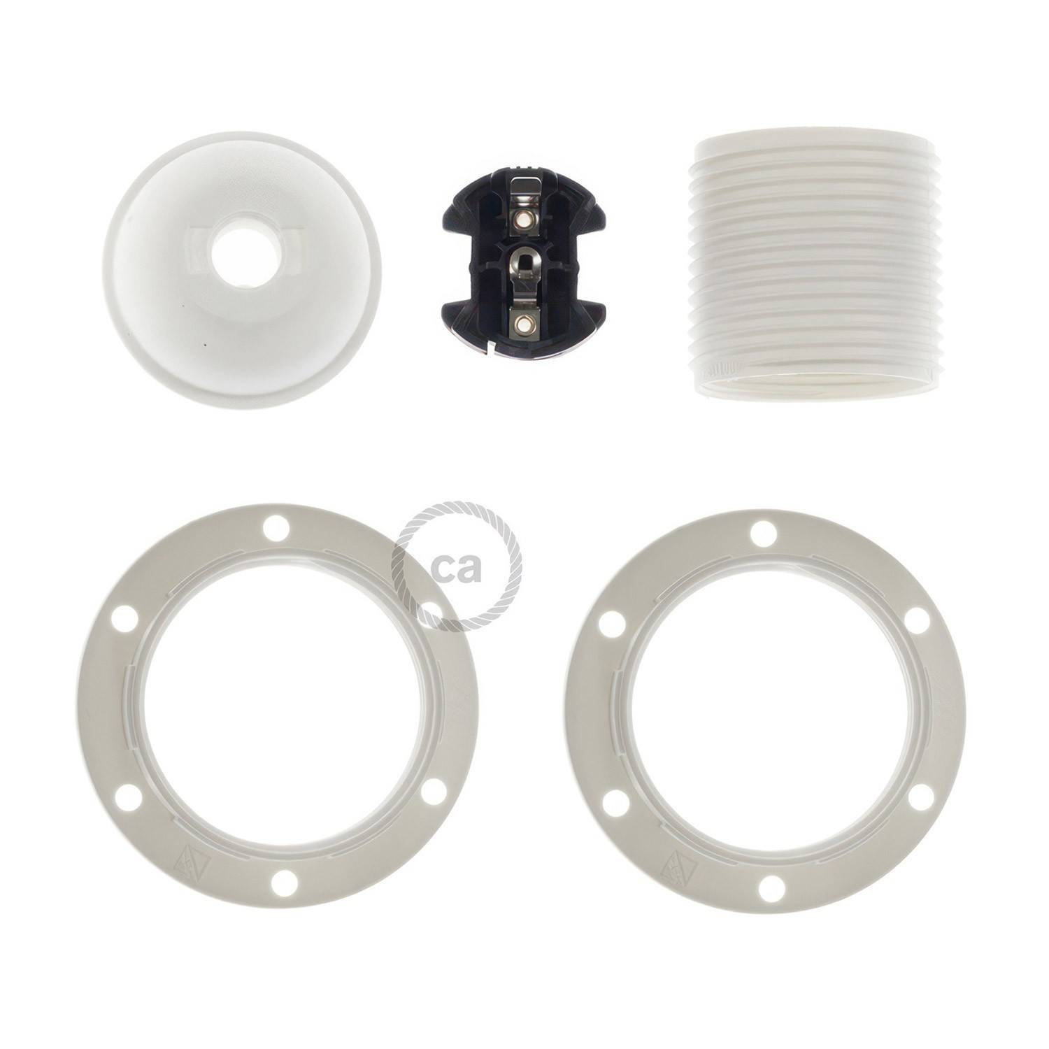 Thermoplastisches E27-Lampenfassungs-Kit mit Doppelklemmring für Lampenschirme