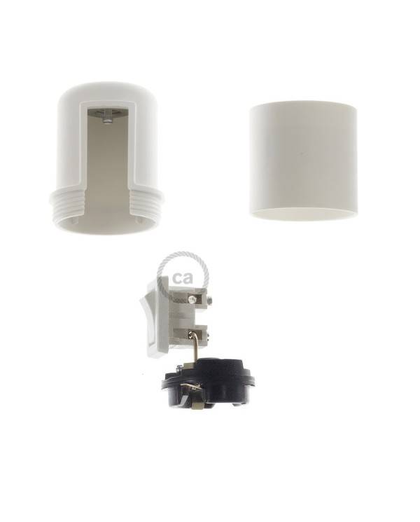 Thermoplastic E27 lamp holder kit with switch