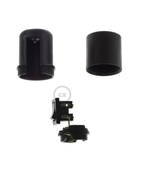 Thermoplastic E27 lamp holder kit with switch