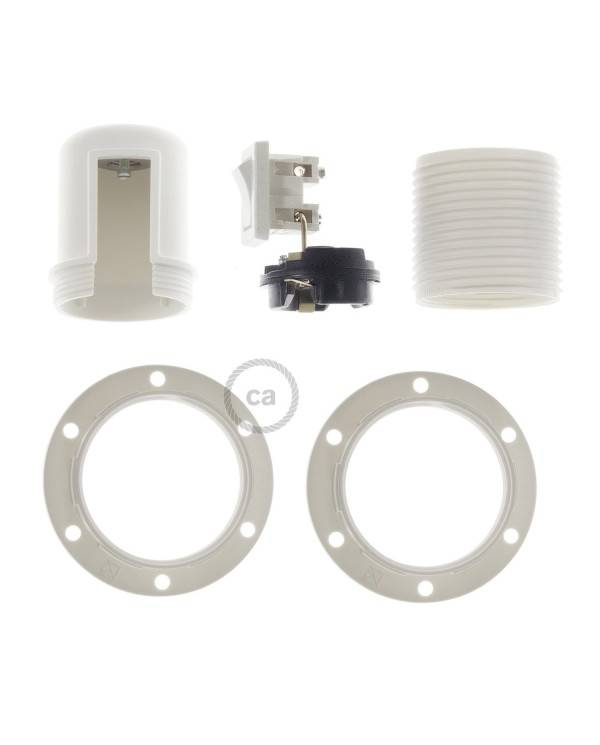 Kit portalámparas termoplástico para pantallas E27 interruptor