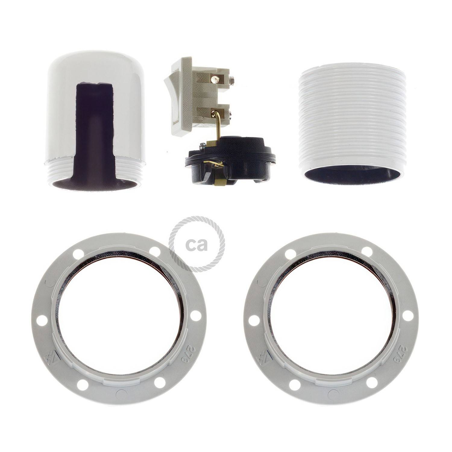 Kit portalámparas baquelita para pantallas E27 interruptor