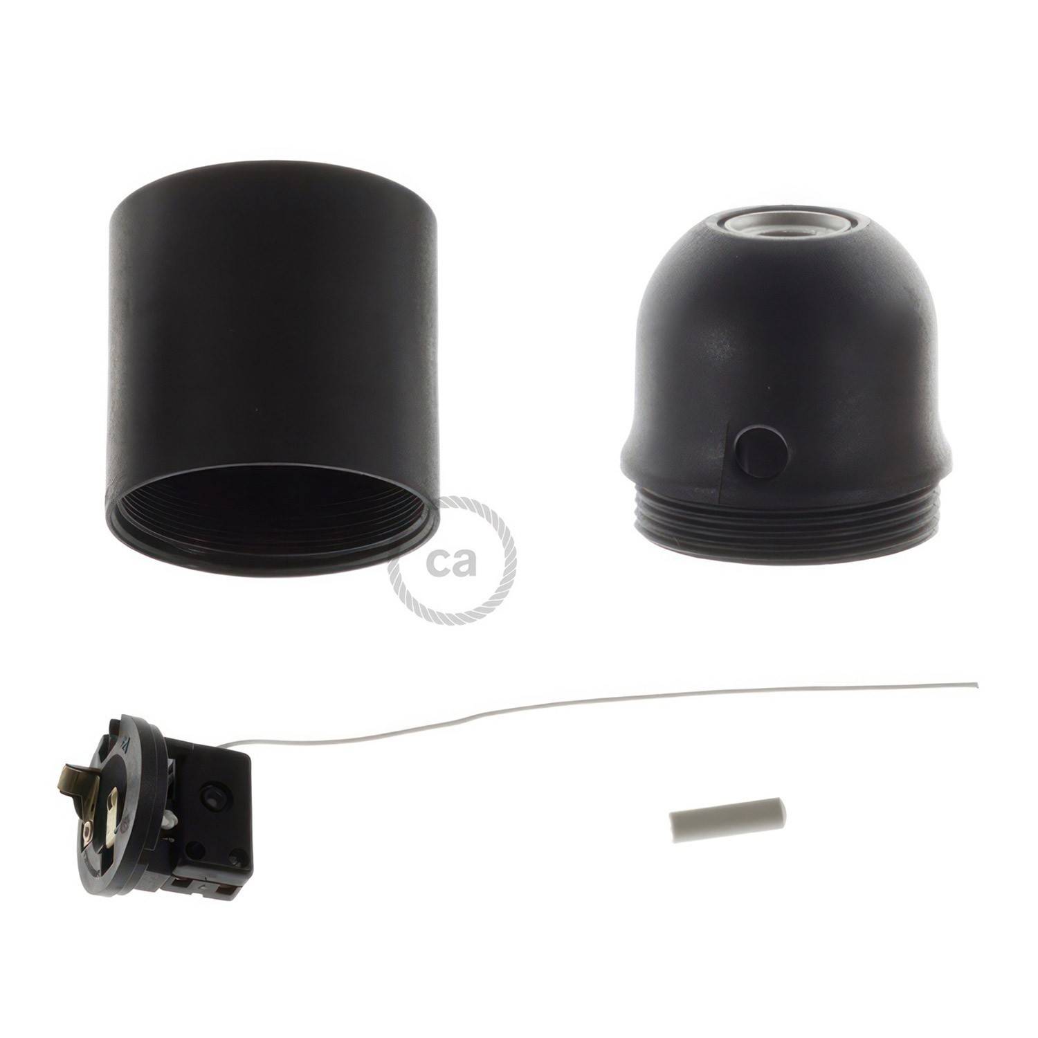 Thermoplastic E27 lamp holder kit with pull switch