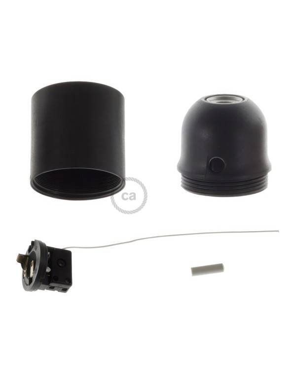 Thermoplastic E27 lamp holder kit with pull switch