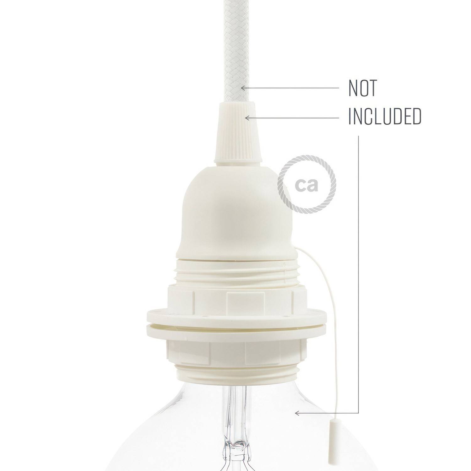 E27-Lampenfassungs-Kit aus Thermoplastisches mit Doppelklemmring und Zugschalter für Lampenschirme