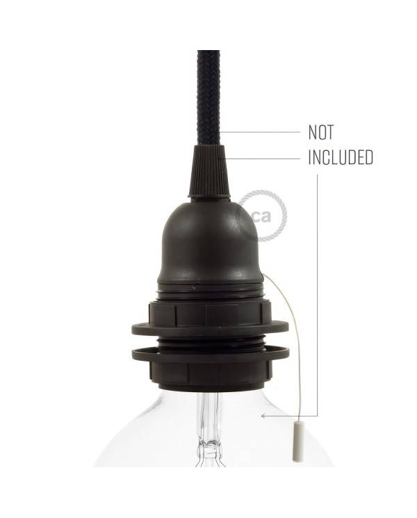 E27-Lampenfassungs-Kit aus Thermoplastisches mit Doppelklemmring und Zugschalter für Lampenschirme