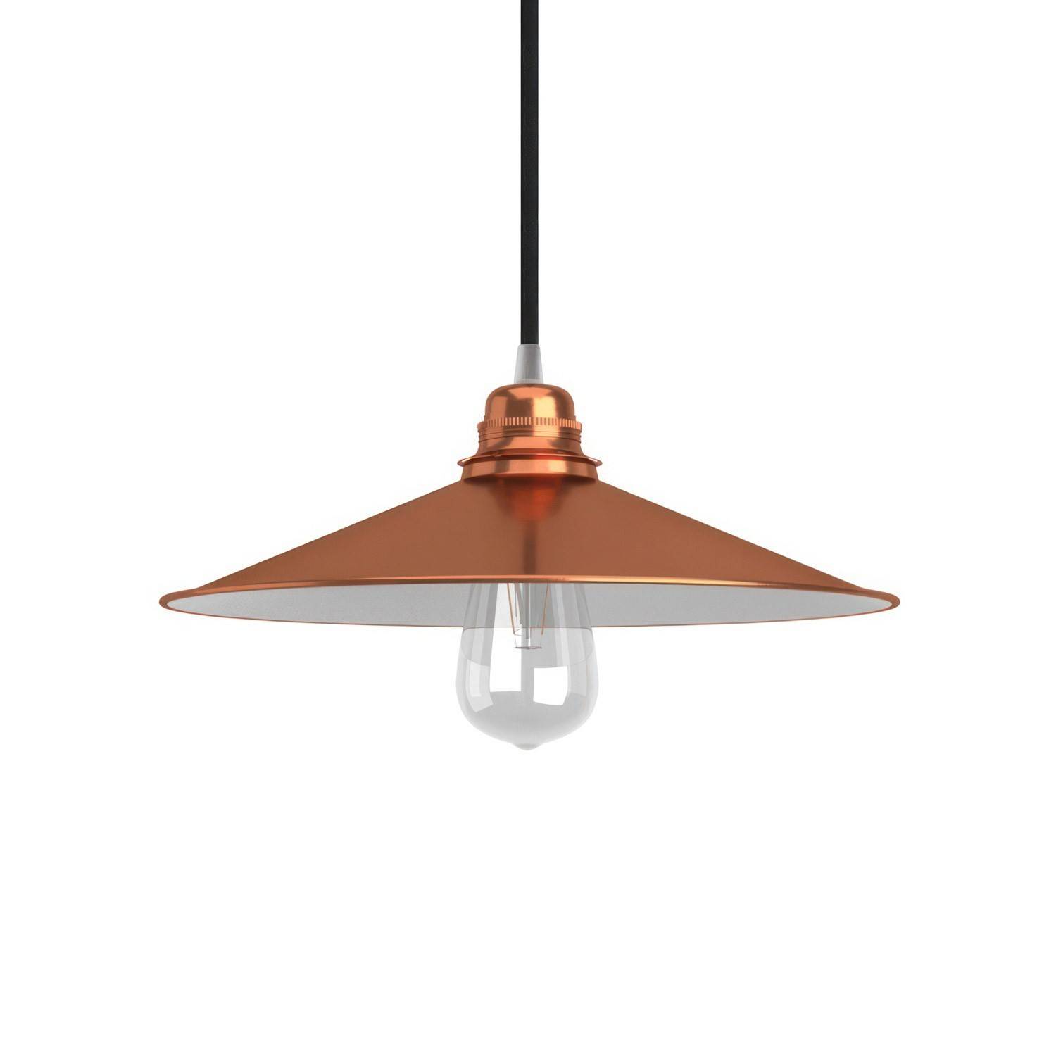 Swing enamelled metal lampshade with E27 fitting