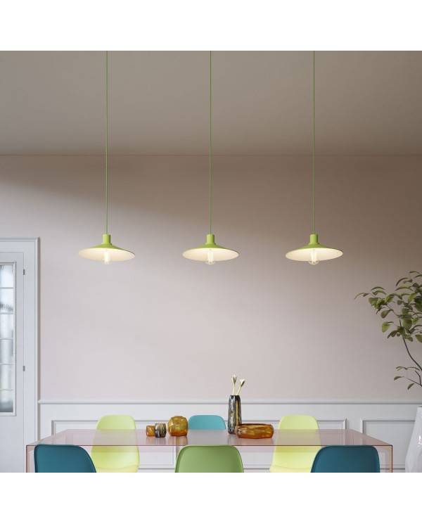 Swing enamelled metal lampshade with E27 fitting