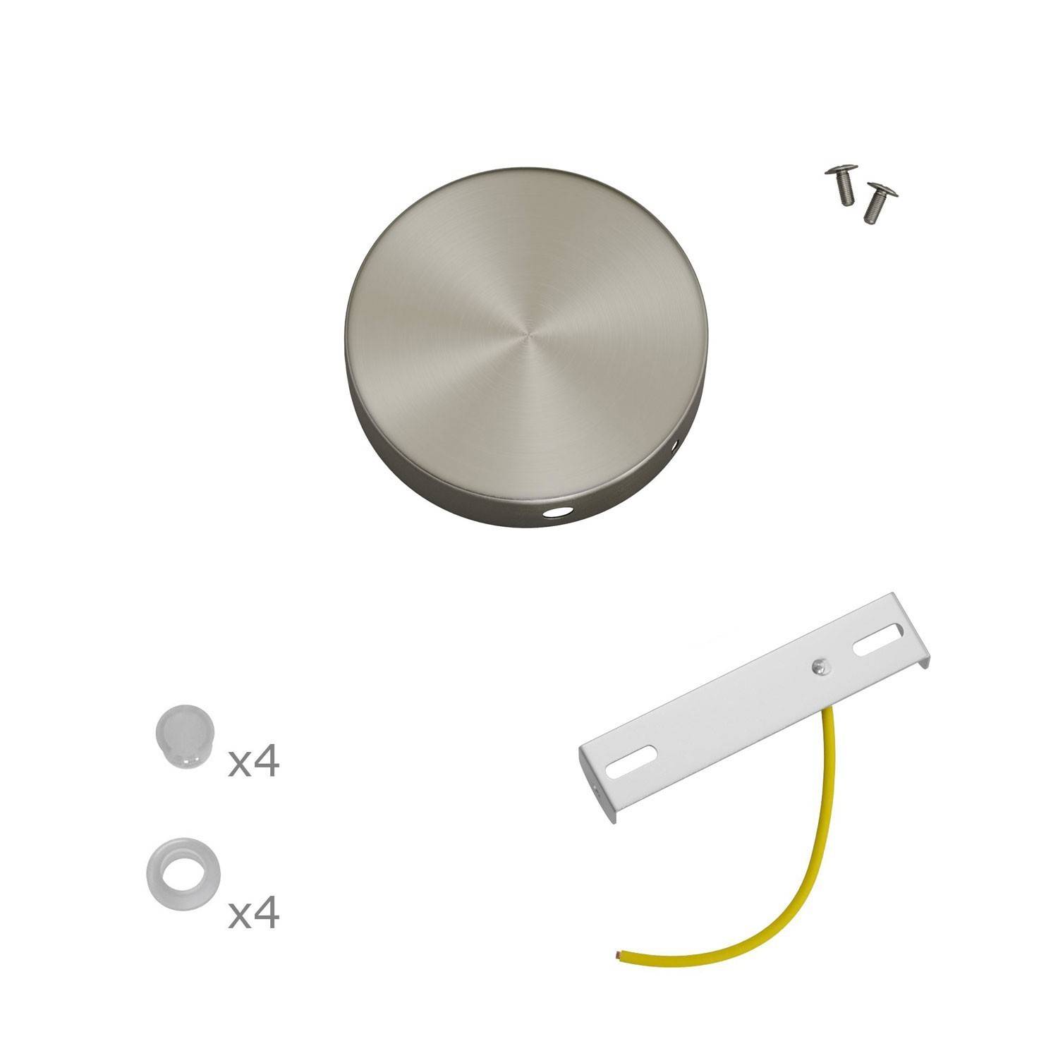 Mini cylinderformet metal loftsrosesæt med 4 sidehuller i metal med 4 sidehuller (samledåse)