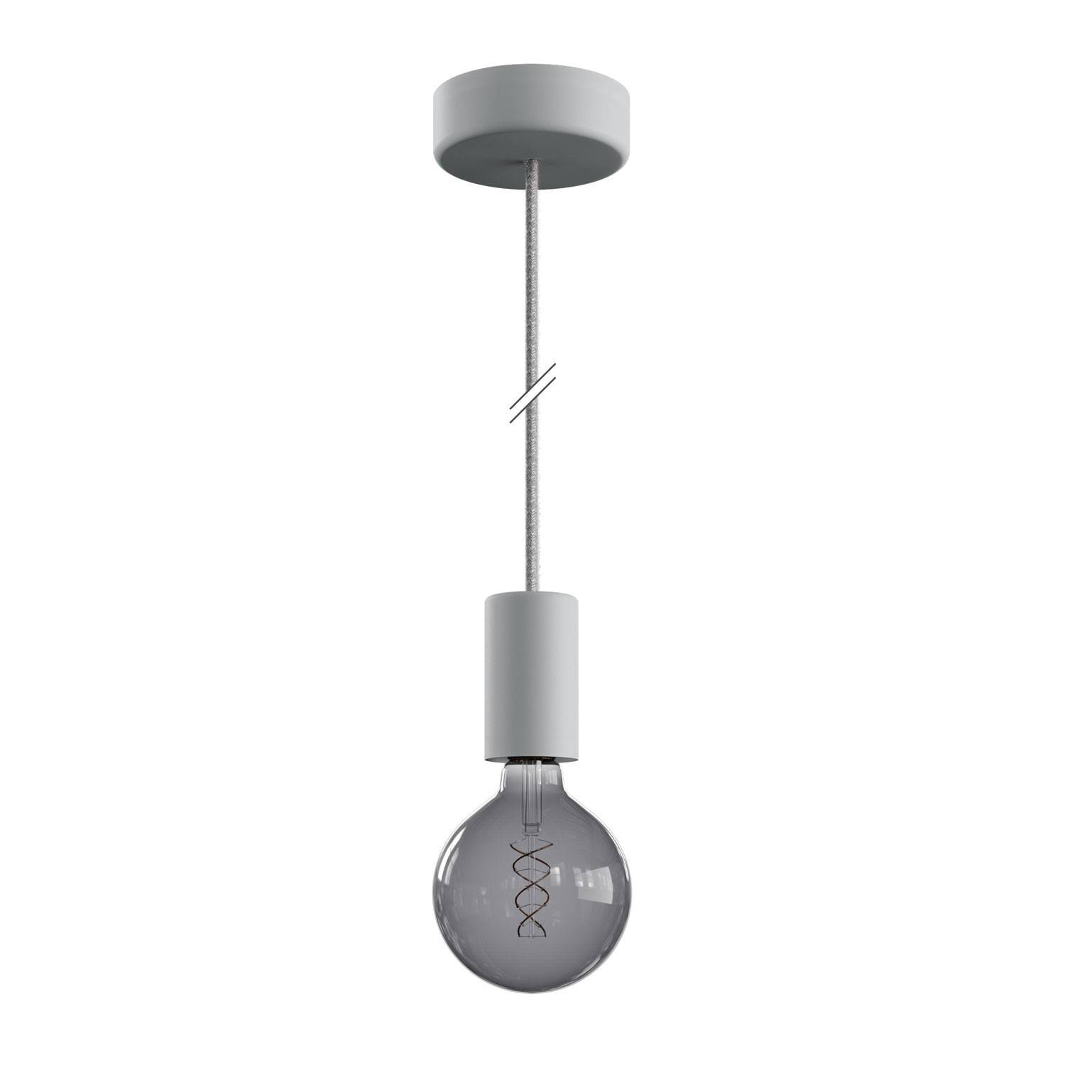 EIVA ELEGANT Zewnętrzna lampa wisząca z 1,5 mm kablem w oplocie, podsufitką i z silikonową oprawką IP65 waterproof