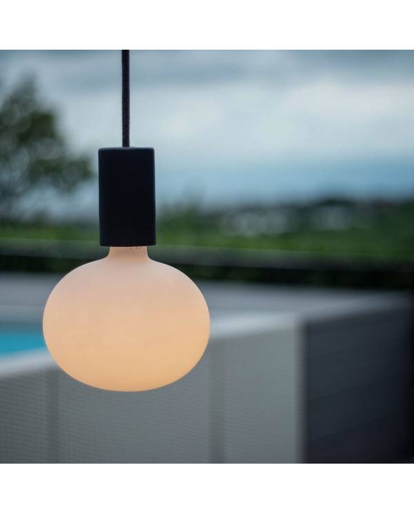 EIVA ELEGANT Zewnętrzna lampa wisząca z 1,5 mm kablem w oplocie, podsufitką i z silikonową oprawką IP65 waterproof