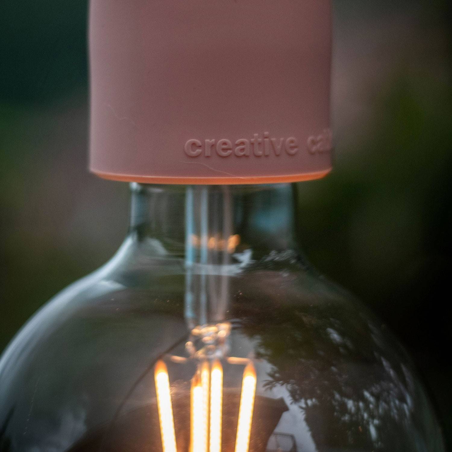 EIVA PASTEL Zewnętrzna lampa wisząca z 1,5 mm kablem w oplocie, kolorową podsufitką i z silikonową oprawką IP65 waterproof