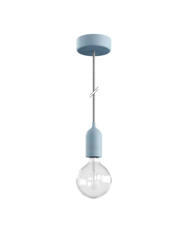 EIVA PASTEL Zewnętrzna lampa wisząca z 1,5 mm kablem w oplocie, kolorową podsufitką i z silikonową oprawką IP65 waterproof