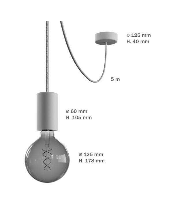 EIVA ELEGANT Zewnętrzna lampa wisząca z 5 mm kablem w oplocie, uchwyt na kabelem, podsufitką i oprawką wodoodporną