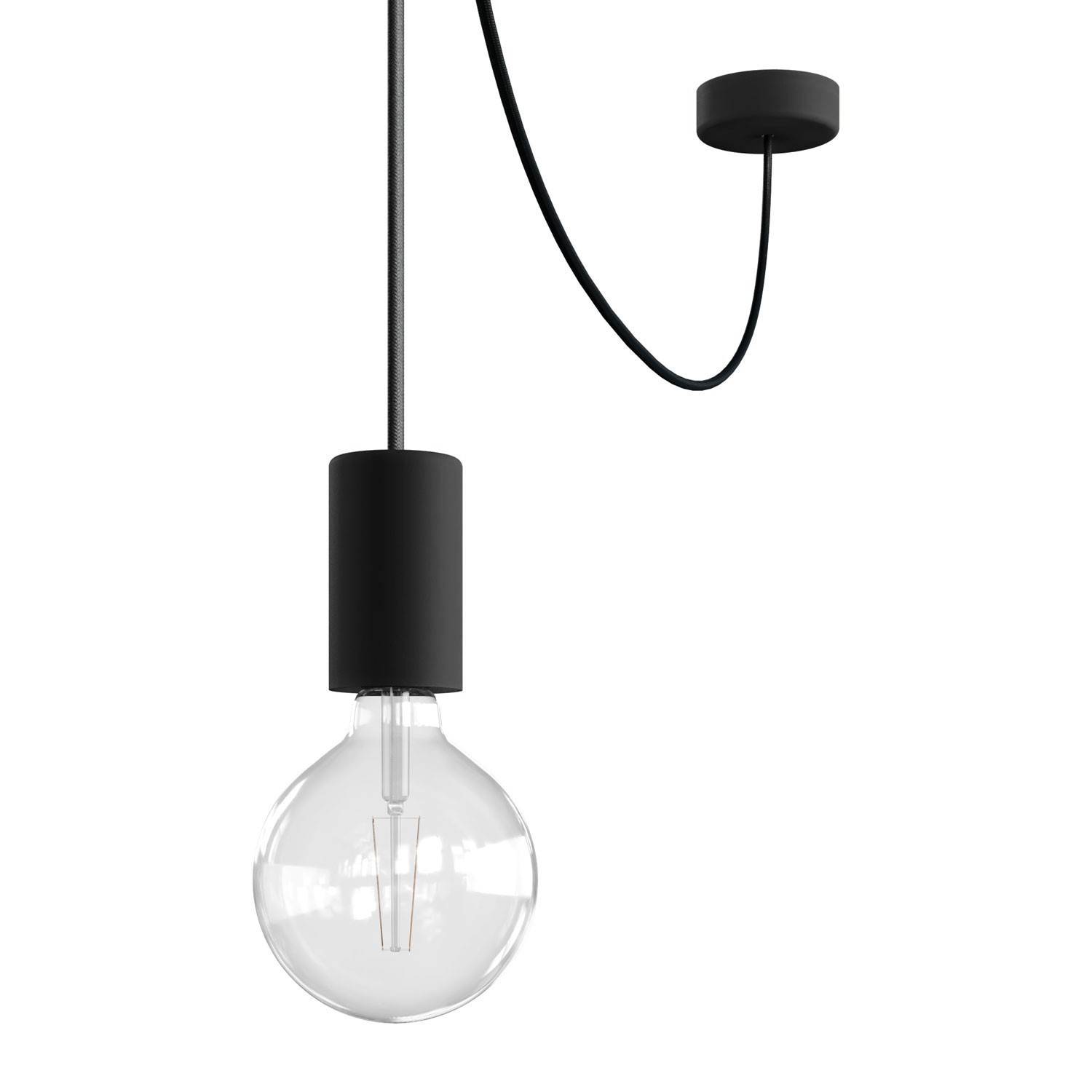 EIVA ELEGANT buiten hanglamp met textielkabel, snoerbevestiging, siliconen plafondkap en E27 fitting IP65 waterproof