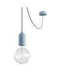 EIVA PASTEL Suspensão exterior com cabo têxtil, descentralizador, rosácea de teto em silicone e casquilho IP65 impermeável