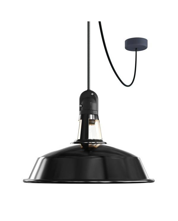 EIVA buiten hanglamp met lampenkap, textielkabel, snoerbevestiging, siliconen plafondkap en E27 fitting IP65 waterdicht