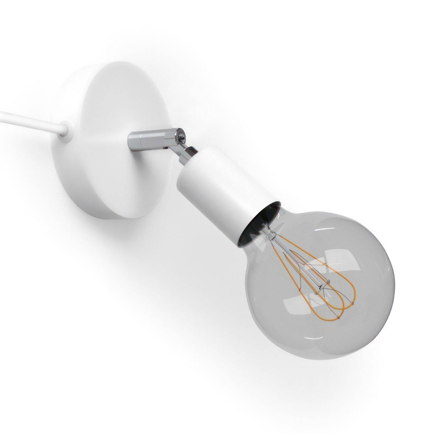 Spostaluce Metal 90°, regulowana lampa z kablem w oplocie i bocznymi otworami